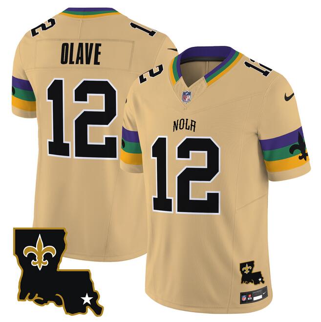 Men's New Orleans Saints ACTIVE PLAYER Custom Gold 2024 F.U.S.E. Vapor Limited Stitched Jersey